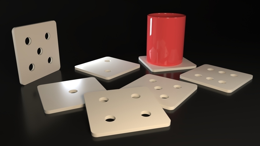 Dice Coasters 3D Print 546047