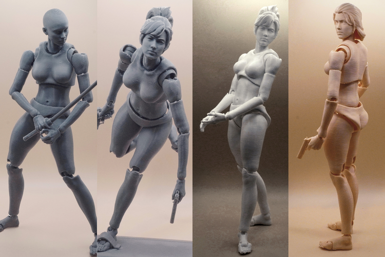 Action Figure 3D Printing, Female Movable body 3D Print 546418