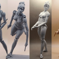 Small Action Figure 3D Printing, Female Movable body 3D Printing 546418