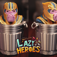 Small Lazy Heroes (Bull Dog, Thanos) - figure, Container [Color ready] 3D Printing 546428