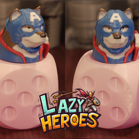 Small Lazy Heroes (Shibainu, Captain America) Container [Color ready] 3D Printing 546462