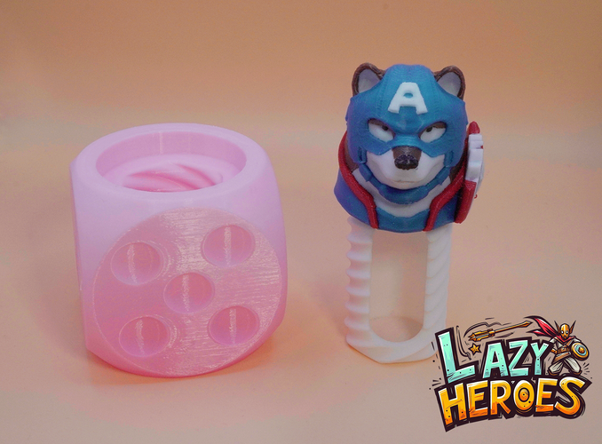 Lazy Heroes (Shibainu, Captain America) Container [Color ready] 3D Print 546463