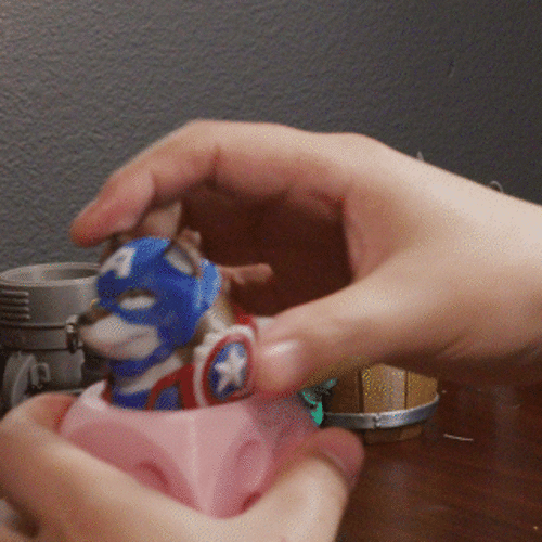 Lazy Heroes (Shibainu, Captain America) Container [Color ready] 3D Print 546469