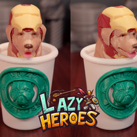 Small Lazy Heroes (Retriever, Iron man) - Container [Color ready] 3D Printing 546470