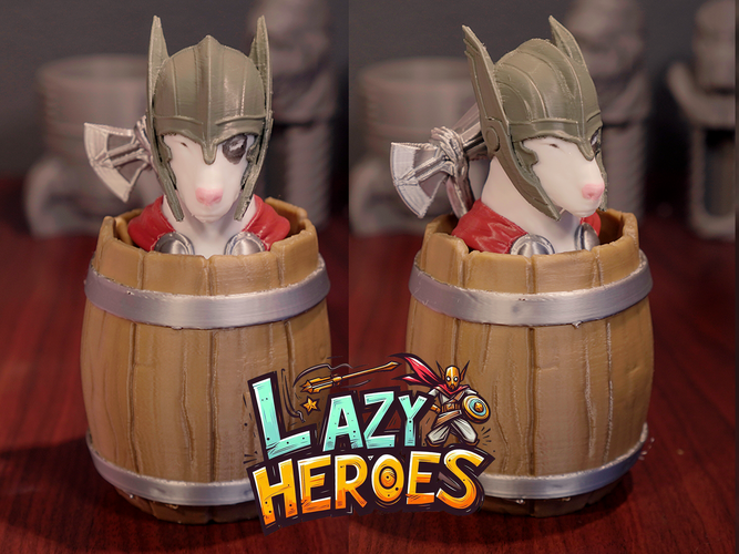Lazy Heroes (Terrier, Thor ) - Container [Color ready] 3D Print 546478