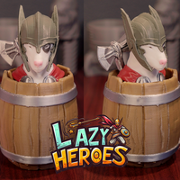 Small Lazy Heroes (Terrier, Thor ) - Container [Color ready] 3D Printing 546478