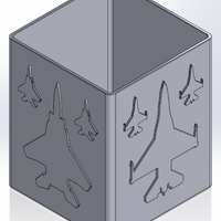 Square pencil case with silhouettes of American fighter planes - Thumbnail 1