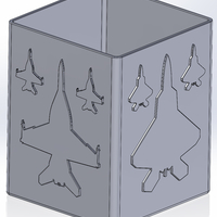 Square pencil case with silhouettes of American fighter planes - Thumbnail 3