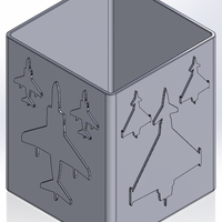 Square pencil case with silhouettes of European fighter planes - Thumbnail 1