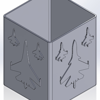 Square pencil case with silhouettes of Russian fighter planes - Thumbnail 1