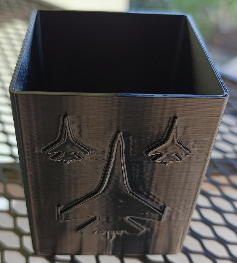 Square pencil case with silhouettes of Russian fighter planes