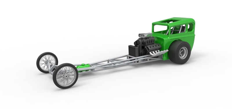 Front engine old school dragster with shell V7 Scale 1:25