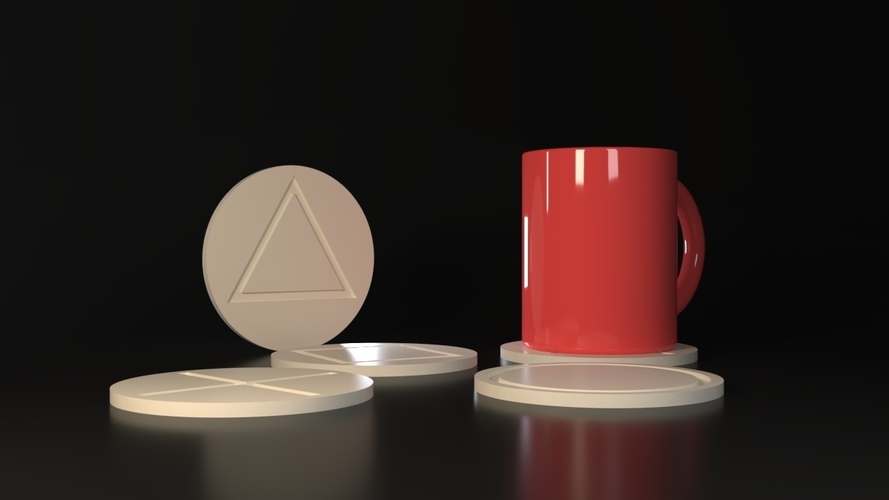 3D Printed Playstation Button coasters by wael.moussa | Pinshape