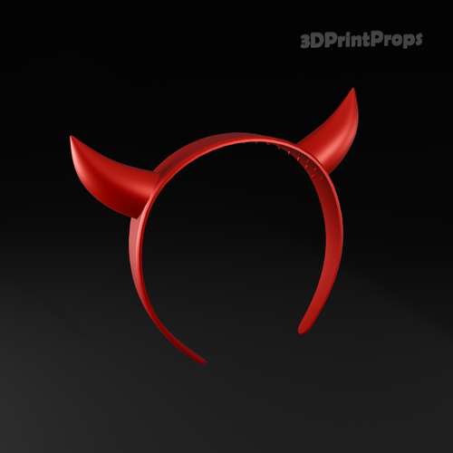 Red Devil Horns on a Headband 3D Print 547883
