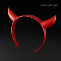 Red Devil Horns on a Headband - Thumbnail 4