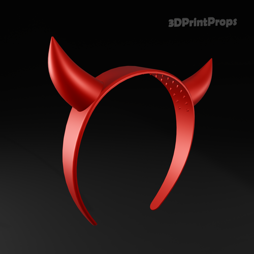 Red Devil Horns on a Headband 3D Print 547887