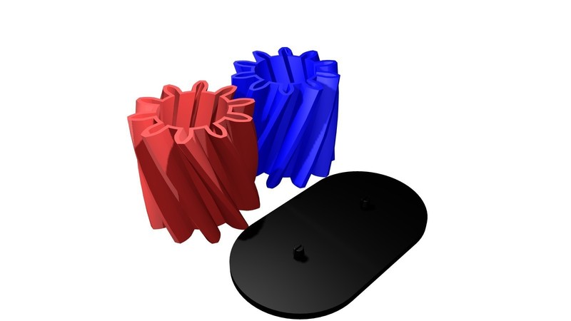 Turning gears with base... no support or fastners