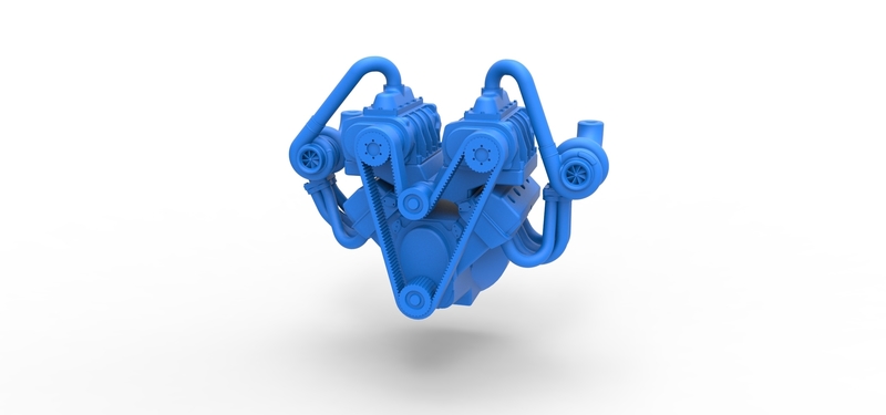 Twin turbo supercharged V8 Engine V6 Scale 1:25