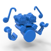 Twin turbo supercharged V8 Engine V6 Scale 1:25 - Thumbnail 16