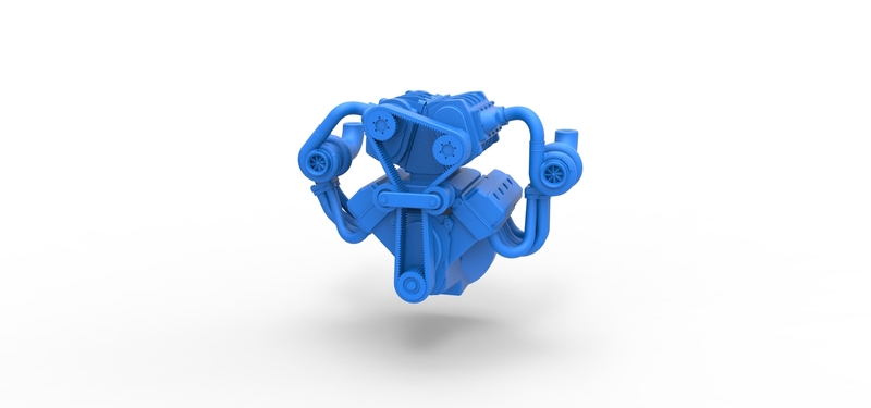 Twin turbo supercharged V8 Engine V7 Scale 1:25