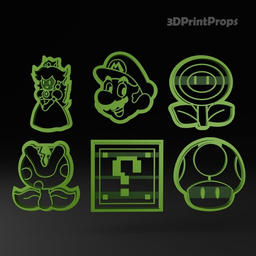 ​Super Mario Cookie Cutters 3D Print 548901