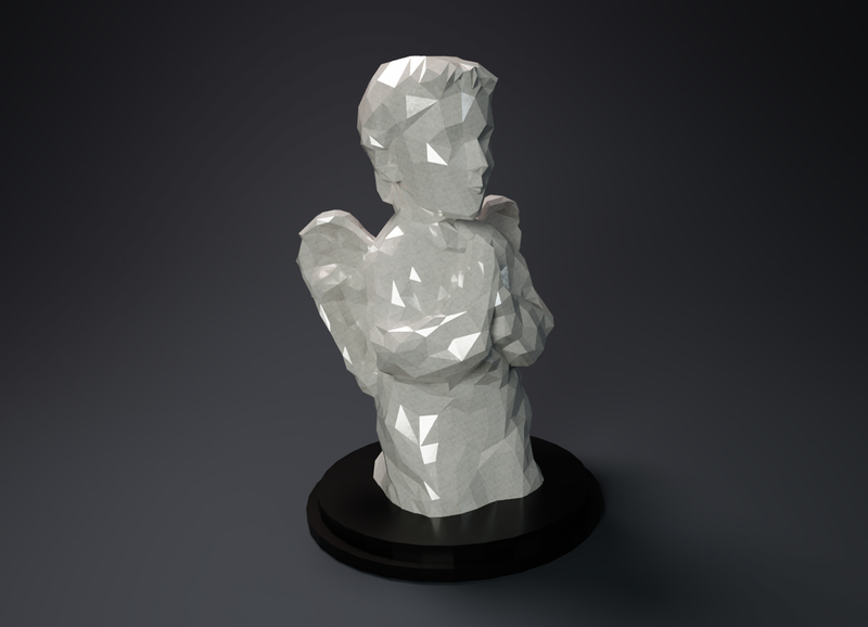 Low Poly Praying Angel Statue