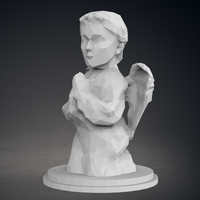 Low Poly Praying Angel Statue - Thumbnail 3