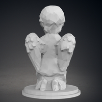 Low Poly Praying Angel Statue - Thumbnail 6