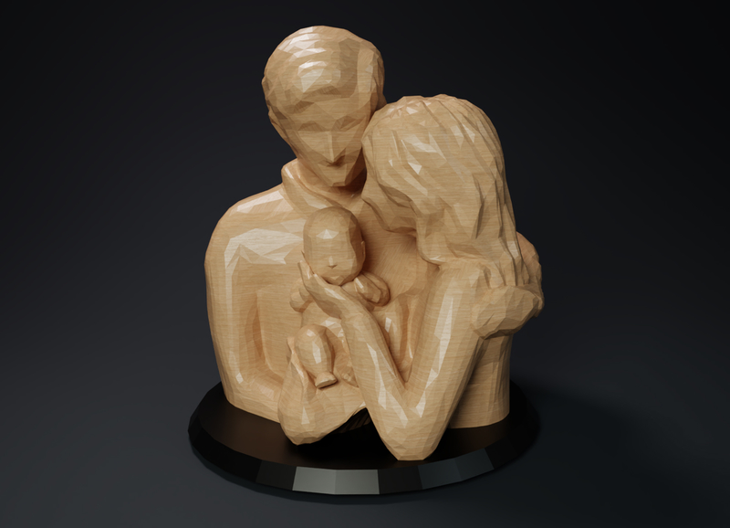 Low Poly Statue - Blessed Family