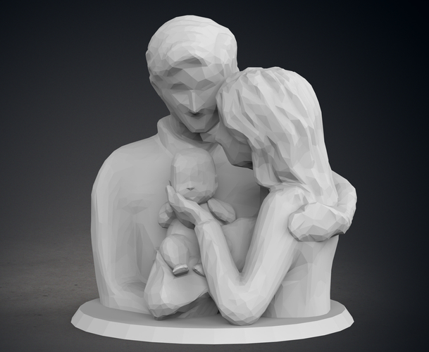 Low Poly Statue - Blessed Family 3D Print 549199