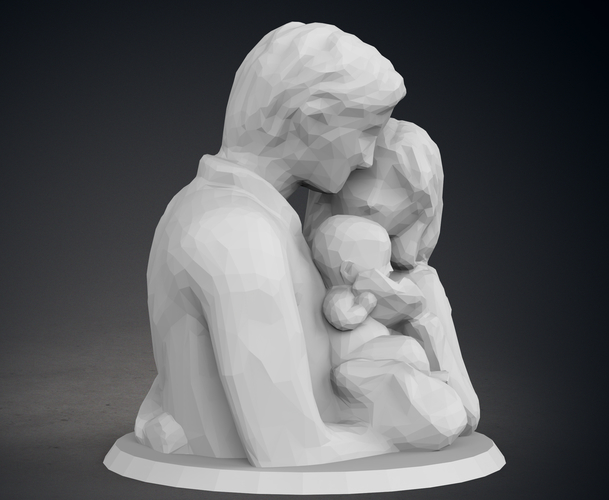 Low Poly Statue - Blessed Family 3D Print 549205