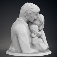 Low Poly Statue - Blessed Family - Thumbnail 8