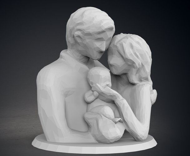 Low Poly Statue - Blessed Family 3D Print 549206