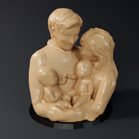 Low Poly Statue - Blessed Family Twins - Thumbnail 1