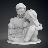 Low Poly Statue - Blessed Family Twins - Thumbnail 2