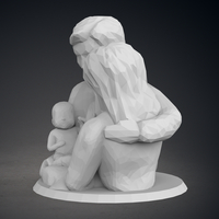 Low Poly Statue - Blessed Family Twins - Thumbnail 3