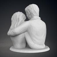 Low Poly Statue - Blessed Family Twins - Thumbnail 5