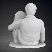 Low Poly Statue - Blessed Family Twins - Thumbnail 6