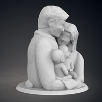 Low Poly Statue - Blessed Family Twins - Thumbnail 8