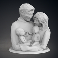 Low Poly Statue - Blessed Family Twins - Thumbnail 9
