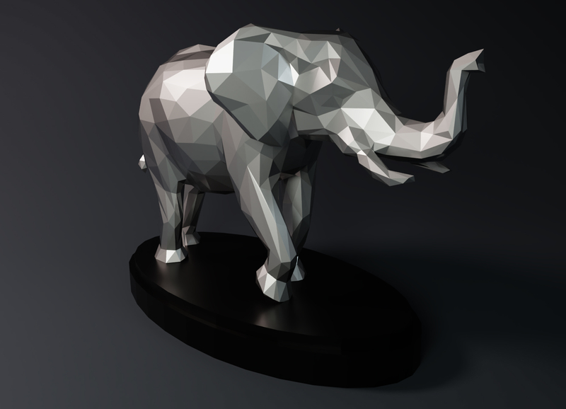 Low Poly Elephant Statue