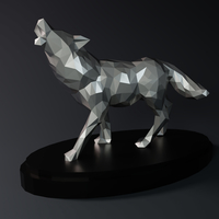 Low Poly Wolf Statue - Thumbnail 1