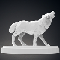 Low Poly Wolf Statue - Thumbnail 2