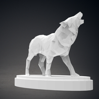 Low Poly Wolf Statue - Thumbnail 3