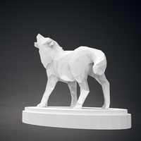 Low Poly Wolf Statue - Thumbnail 7