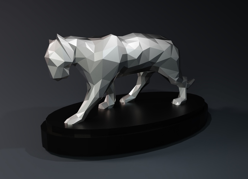 Low Poly Panther Statue
