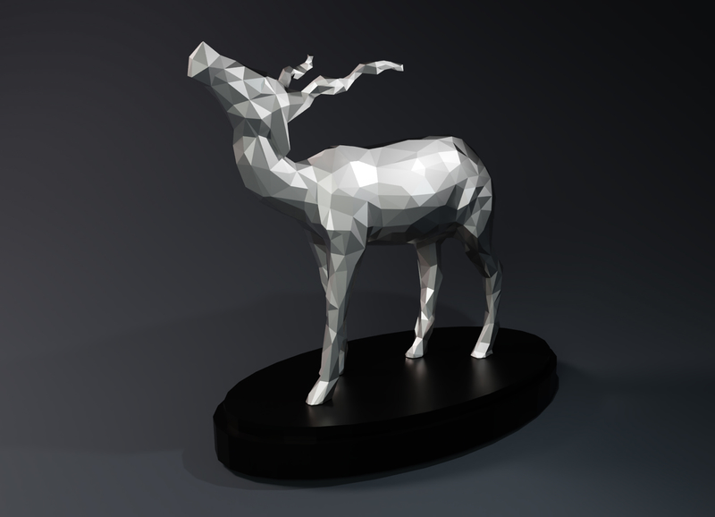 Low Poly Springbok Statue