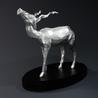 Low Poly Springbok Statue - Thumbnail 1