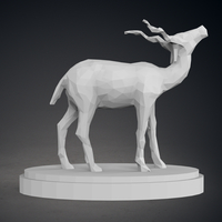 Low Poly Springbok Statue - Thumbnail 2