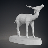 Low Poly Springbok Statue - Thumbnail 3